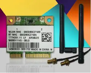 Wholesale Wireless Card With Antenna For ATHEROS AR5B225 300Mbp MINI PCI-E Card WiFi + For Bluetooth 4.0