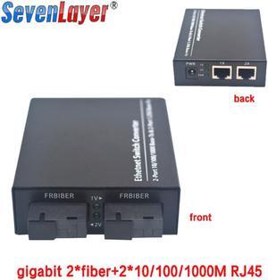 10/100/1000M fiber switch 2 RJ45 UTP 2 SC fiber  Gigabit Fiber Optical Media Converter Ethernet Single Mode