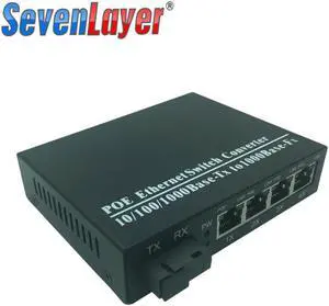poe switch 1 SC fiber port 4 RJ45 Gigabit ethernet  poe 10/100/1000M media converter plug play fast ethernet switch