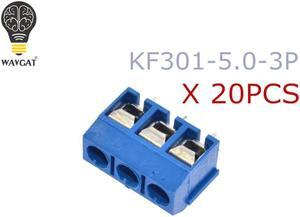 20PCS/LOT KF301-3P KF301-5.0-3P KF301 Screw 3Pin 5.0mm Straight Pin PCB Screw Block Blue WAVGAT