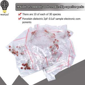 300pcs/lot Ceramic capacitor set pack 2PF-0.1UF 30 values*10pcs Electronic Components Package capacitor Assorted Kit samples Diy