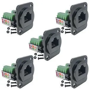 Generic GO-5PCS RJ45 Female Panel Mount Screw Terminal Adapter, D-Type RJ45 8P8C Female To 8Pin Terminal Easy Install Generic GO-5PCS RJ45 Female Panel Mount Screw Terminal Adapter, D-Type RJ45 8P8C Female To 8Pin Terminal Easy Install