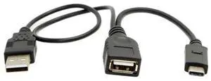 Generic USB 3.1 type-c USB male to USB 2.0 female OTG adapter cable connected to USB drive with power supply data cable Generic USB 3.1 type-c USB male to USB 2.0 female OTG adapter cable connected to USB drive with power supply data cable