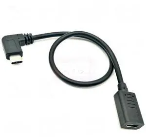 Generic 0.25 Meters Type-C USB 3.1 Male to USB-C Female 90 degree Extension Data Cable Extender Cord Reversible Design Generic 0.25 Meters Type-C USB 3.1 Male to USB-C Female 90 degree Extension Data Cable Extender Cord Reversible Design