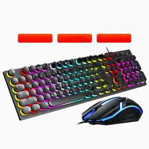 RGB Wired Gaming Keyboard Mouse Combo Thunder Wolf Mechanical Feel LED Backlit Ergonomic Plug Play Gaming Setup Student Back to School Gift PC Laptop RGB Wired Gaming Keyboard Mouse Combo Thunder Wolf Mechanical Feel LED Backlit Ergonomic Plug Play Gaming Setup Student Back to School Gift PC Laptop