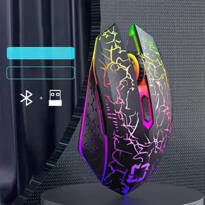 Wireless 5.2 mouse RGB 2.4G Bluetooth mouse dual-mode game mouse 6-key mute mouse is suitable for MacBook tablet laptop. Wireless 5.2 mouse RGB 2.4G Bluetooth mouse dual-mode game mouse 6-key mute mouse is suitable for MacBook tablet laptop.