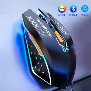 2.4G Wireless Mouse Bluetooth 5.4 Mouse Dual Mode Rechargeable Mouse Silent Mice RGB Backlit Gaming Mouse for PC Tablet Laptop 2.4G Wireless Mouse Bluetooth 5.4 Mouse Dual Mode Rechargeable Mouse Silent Mice RGB Backlit Gaming Mouse for PC Tablet Laptop