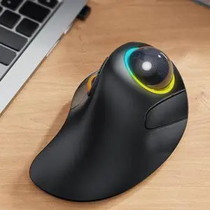 Rollerball Mouse 2.4G & Bluetooth-Compatible 3 Device Connection Ergonomic RGB Rollerball Mouse Computer PC Mice for Windows Mac Rollerball Mouse 2.4G & Bluetooth-Compatible 3 Device Connection Ergonomic RGB Rollerball Mouse Computer PC Mice for Windows Mac