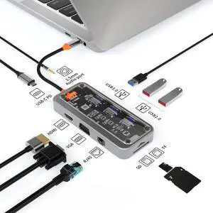 USB C Docking Station to Video Output 4K@30Hz Display 5Gbps USB C 3.0 HUB 100W PD SD/TF for Type-C Laptop Type-C Phone PC USB C Docking Station to Video Output 4K@30Hz Display 5Gbps USB C 3.0 HUB 100W PD SD/TF for Type-C Laptop Type-C Phone PC