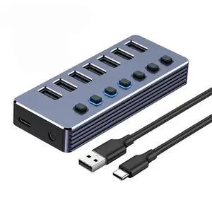 10 Port USB 3.0 Hub with Independent On/Off Switches 5Gbps High Speed Type-C Splitter USB Docking Station for Laptop 10 Port USB 3.0 Hub with Independent On/Off Switches 5Gbps High Speed Type-C Splitter USB Docking Station for Laptop
