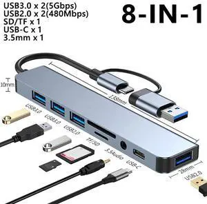 10Gbps USB 3.2 GEN 2 Docking Station 8 Ports USB-C HUB Type C Splitter Data Transfer Adapter Card Reader For PC Laptop 10Gbps USB 3.2 GEN 2 Docking Station 8 Ports USB-C HUB Type C Splitter Data Transfer Adapter Card Reader For PC Laptop