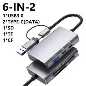 Card Reader USB 3.0 to SD TF CF Memory Card Adapter 6 in 1 Docking Station Multifunction Smart Reader For PC Laptop Card Reader USB 3.0 to SD TF CF Memory Card Adapter 6 in 1 Docking Station Multifunction Smart Reader For PC Laptop