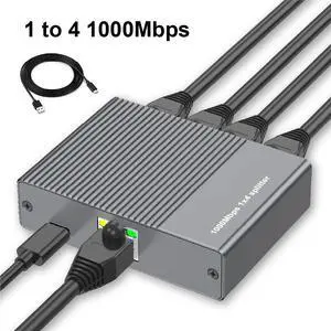 1 to 4 Gigabit Ethernet Splitter 1000Mbps RJ45 Network Switch Hub for Cat6 Cat7 Cat8 Cables 1 to 4 Gigabit Ethernet Splitter 1000Mbps RJ45 Network Switch Hub for Cat6 Cat7 Cat8 Cables