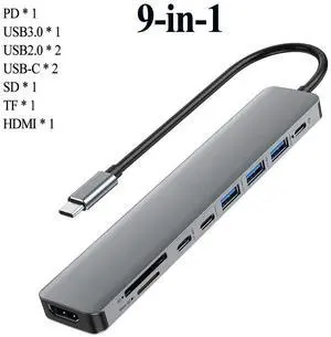 9 in 1 USB 3.0 HUB TYPE-C To Video Output Docking Station SD TF RJ45 Card Reader USB Splitter Adapter For Laptop 9 in 1 USB 3.0 HUB TYPE-C To Video Output Docking Station SD TF RJ45 Card Reader USB Splitter Adapter For Laptop