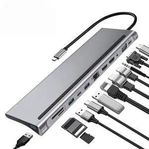 12 in 1 Docking Station MST USB Hub Type C Multi Multi-hub Concentrator A Video Output Adapter Dock for Type-C Laptop Laptop 12 in 1 Docking Station MST USB Hub Type C Multi Multi-hub Concentrator A Video Output Adapter Dock for Type-C Laptop Laptop