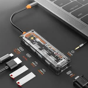 Usb C Hub Type-C to Video Output USB3.0 USB2.0 VGA USB-C PD3.0 3.5mm Audio 6in1 For Type-C Laptop usb c docking station Usb C Hub Type-C to Video Output USB3.0 USB2.0 VGA USB-C PD3.0 3.5mm Audio 6in1 For Type-C Laptop usb c docking station