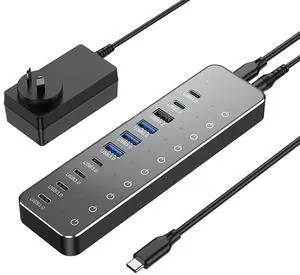 10 in 1 USB C Hub 10Gbps USB-C with Individual Touch Switches Multiport Splitter Docking Station for Type-C Laptop Laptops PC 10 in 1 USB C Hub 10Gbps USB-C with Individual Touch Switches Multiport Splitter Docking Station for Type-C Laptop Laptops PC