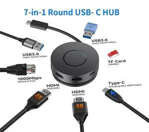 7-in-1 USB C HUB Mini Docking Station Dual 4K Video Output 1000Mbps Gigabit Ethernet USB C 3.0 Hub for Laptop/Type-C Laptop 7-in-1 USB C HUB Mini Docking Station Dual 4K Video Output 1000Mbps Gigabit Ethernet USB C 3.0 Hub for Laptop/Type-C Laptop