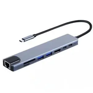 8 in 1 USB C HUB Type C Splitter 4K Video Output RJ45 100Mbps with SD Tf Card Reader Slot PD 87W Fast Charging for Notebook Computer 8 in 1 USB C HUB Type C Splitter 4K Video Output RJ45 100Mbps with SD Tf Card Reader Slot PD 87W Fast Charging for Notebook Computer