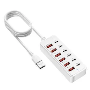Fast Charging USB Charger Multiple Ports 12 in 1 USB Hub USB Type-C Charging Station Office Fast Charging USB Charger Multiple Ports 12 in 1 USB Hub USB Type-C Charging Station Office