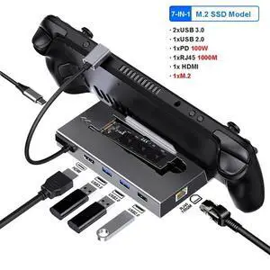 7-in-1 USB C Docking Station for Gaming Handheld M.2 NVMe SATA HUB Video Output 4K@60Hz 1000M Gigabit Ethernet 2*USB 3.0 Hub 7-in-1 USB C Docking Station for Gaming Handheld M.2 NVMe SATA HUB Video Output 4K@60Hz 1000M Gigabit Ethernet 2*USB 3.0 Hub