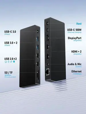 13 Port USB HUB 2 Video Output DP 4K 60Hz Adapter RJ45 10Gbps Splitter USB C HUB 3.0 PD 100W Charger Docking Station for Laptop 13 Port USB HUB 2 Video Output DP 4K 60Hz Adapter RJ45 10Gbps Splitter USB C HUB 3.0 PD 100W Charger Docking Station for Laptop