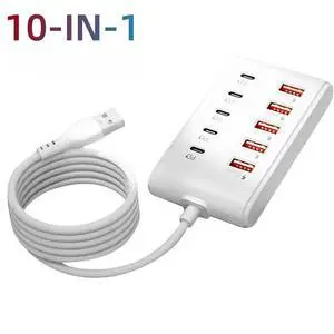 10-in-1 USB Power Strip Desktop Charging Station Fast Charging USB Hub Socket For Home Office Multi Device USB C Charger Adapter 10-in-1 USB Power Strip Desktop Charging Station Fast Charging USB Hub Socket For Home Office Multi Device USB C Charger Adapter