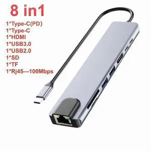 USB C Hub 8In1 7In1 Type C Docking Station with USB3.0/2.0 Video Output SD/TF Card Reader PD Fast Charge for Type-C Laptop Notebook Laptop USB C Hub 8In1 7In1 Type C Docking Station with USB3.0/2.0 Video Output SD/TF Card Reader PD Fast Charge for Type-C Laptop Notebook Laptop