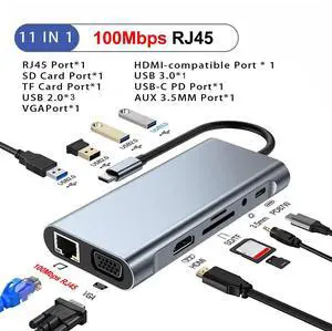 11 Ports USB C Docking Stations USB C HUB Type C to Video Output Adapter 4K USB 3.0 Splitter Adapter For PC Laptop Type-C Laptop 11 Ports USB C Docking Stations USB C HUB Type C to Video Output Adapter 4K USB 3.0 Splitter Adapter For PC Laptop Type-C Laptop