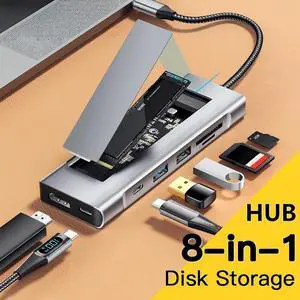 8-IN-1 USB HUB With Disk Storage Function PD100W USB C to Video Output M.2 SSD HUB Dock Station For Type-C Laptop 8-IN-1 USB HUB With Disk Storage Function PD100W USB C to Video Output M.2 SSD HUB Dock Station For Type-C Laptop
