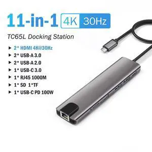 13 in 1 Usb C Docking Station 4K 30Hz RJ45 Gigabit Ethernet USB Type-C to Dual Video Output VGA For Laptop Type-C Laptop Projector TV 13 in 1 Usb C Docking Station 4K 30Hz RJ45 Gigabit Ethernet USB Type-C to Dual Video Output VGA For Laptop Type-C Laptop Projector TV