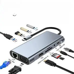 11 in 1 USB C Docking Station HUB 4K 30Hz Type C to Video Output Adapter USB Type C Hubs Splitter for PC Laptop Type-C Laptop 11 in 1 USB C Docking Station HUB 4K 30Hz Type C to Video Output Adapter USB Type C Hubs Splitter for PC Laptop Type-C Laptop