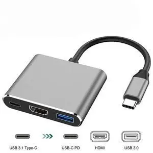 USB C HUB 3in1 Type C 3.0 To Video Output Docking Station PD Fast Charge 4K HD Adapter Splitter for Type-C Laptop Phone Computer USB C HUB 3in1 Type C 3.0 To Video Output Docking Station PD Fast Charge 4K HD Adapter Splitter for Type-C Laptop Phone Computer