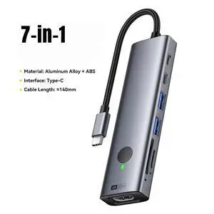 7-IN-1 USB C HUB USB C Docking Station Disk Enclosure PD100W USB3.0 5Gbps Type-C to Video Output Adapter For Type-C Laptop 7-IN-1 USB C HUB USB C Docking Station Disk Enclosure PD100W USB3.0 5Gbps Type-C to Video Output Adapter For Type-C Laptop