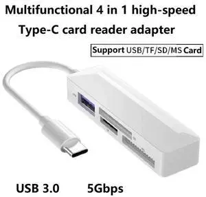4 in 1 USB Type C MS Card Reader USB C Duo Memory Card Reader OTG Adapter for //SD/TF/U Disk/Mouse/Laptops 4 in 1 USB Type C MS Card Reader USB C Duo Memory Card Reader OTG Adapter for //SD/TF/U Disk/Mouse/Laptops