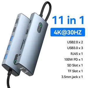 11 in 1 USB C Hub PD 100W RJ45 SD Reader USB 3.0 Splitter 8 in 1 Dock Station For Type-C Laptop Type-C Phone Laptop 11 in 1 USB C Hub PD 100W RJ45 SD Reader USB 3.0 Splitter 8 in 1 Dock Station For Type-C Laptop Type-C Phone Laptop