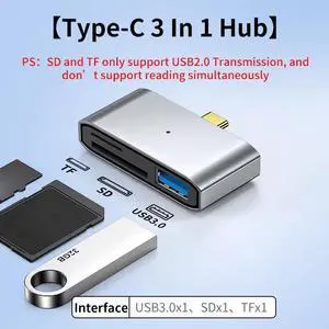 USB3.0 Hub Type C to USB SD TF Reader Card USB 3.0 2.0 Extension Splitter Dock Station for Phone OTG Adapter USB3.0 Hub Type C to USB SD TF Reader Card USB 3.0 2.0 Extension Splitter Dock Station for Phone OTG Adapter