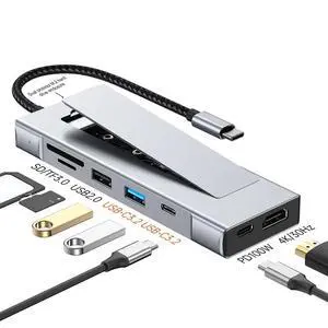 M.2 NVMe SSD HUB 8 in 1 USB 3.2 10Gbps Docking Station Type C to 4K Video Output PD100W SD TF Card Reader For Type-C Laptop M.2 NVMe SSD HUB 8 in 1 USB 3.2 10Gbps Docking Station Type C to 4K Video Output PD100W SD TF Card Reader For Type-C Laptop