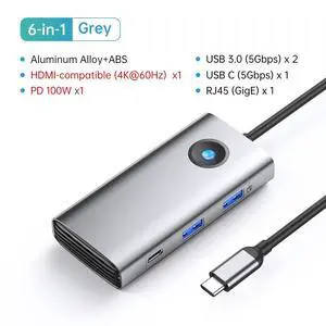 Docking Station Type C HUB to 4K60Hz Video Output USB 3.0 Adapter RJ45 PD100W Charge For Type-C Laptop Laptop Accessories Docking Station Type C HUB to 4K60Hz Video Output USB 3.0 Adapter RJ45 PD100W Charge For Type-C Laptop Laptop Accessories