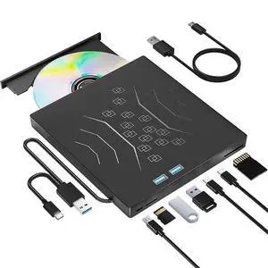 External USB 3.0 CD/DVD +/-RW Drive with SD/TF Port for Laptop PC External USB 3.0 CD/DVD +/-RW Drive with SD/TF Port for Laptop PC