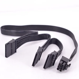 For 6Pin Male 1 to 3 SATA 15Pin Power Supply Splitter Extension Cable 15P Power Port Multiplier for KM3 Series Modular For 6Pin Male 1 to 3 SATA 15Pin Power Supply Splitter Extension Cable 15P Power Port Multiplier for KM3 Series Modular