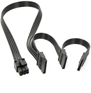 For 6PIN to 3 SATA Male Straight SSD HDD Power Cable for 550W, 650W, 750W, 850W, 1000W Platinum & Gold Modular Powers For 6PIN to 3 SATA Male Straight SSD HDD Power Cable for 550W, 650W, 750W, 850W, 1000W Platinum & Gold Modular Powers