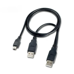 For Dual USB 2.0 Type A to USB Mini 5-Pin Type B x1 Y Data & Power Cable FC For Dual USB 2.0 Type A to USB Mini 5-Pin Type B x1 Y Data & Power Cable FC