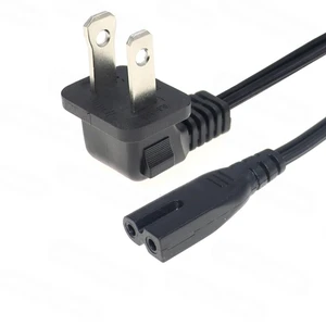 For 18AWG US Nema 1-15P Polarized Plug 90 Degree to IEC320 C7 D Type Power Cable for TV Monitor Printer 1.8m/6ft