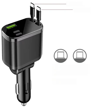 For 5 in 1 150W Car Charger Voltage Display PD30W Super Fast Charging 22.5W With Retractable Cable For