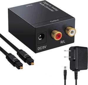 Digital to Analog Audio Converter DAC and Optical SPDIF Toslink Coaxial to Analog Stereo L/R Converter, Audio Analog Converter with Optical Cable/Power Adapter for PS3 PS4 PS5 Xbox Roku