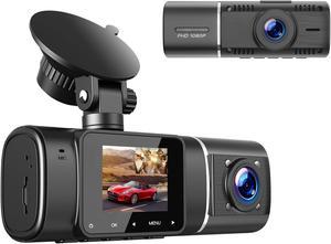 TOGUARD Black Dash Cam FHD 1080P Front and HD 720P Inside, IR Night Vision Car Camera