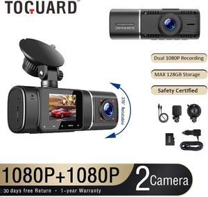 TOGUARD Dual Dash Cam Front and Inside 1080P Dash Camera for Cars with 64GB SD Card IR Night Vision Car Camera for Taxi Vehicle Accident Lock Parking Monitor