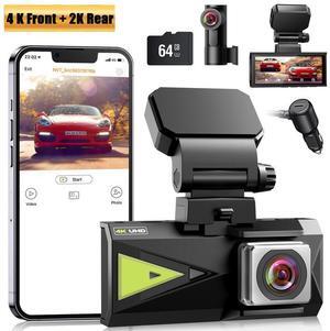 TOGUARD 4K Dual Dash Cam 5Ghz WiFi GPS, 4K Front Camera and 2K Rear Dash Camera for Cars, 3.16" IPS Touch Screen, Dual Sony Night Vision,170° Wide Angle, Type C Port, Free APP & 64GB Memory Card