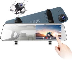 TOGUARD Backup Camera 5" LCD Mirror Dash Cam Rear View Mirror Camera Ultra-Thin Touch Screen Full HD 1080P Dash Cam Front and Rear Dual Lens with Waterproof Rear Camera